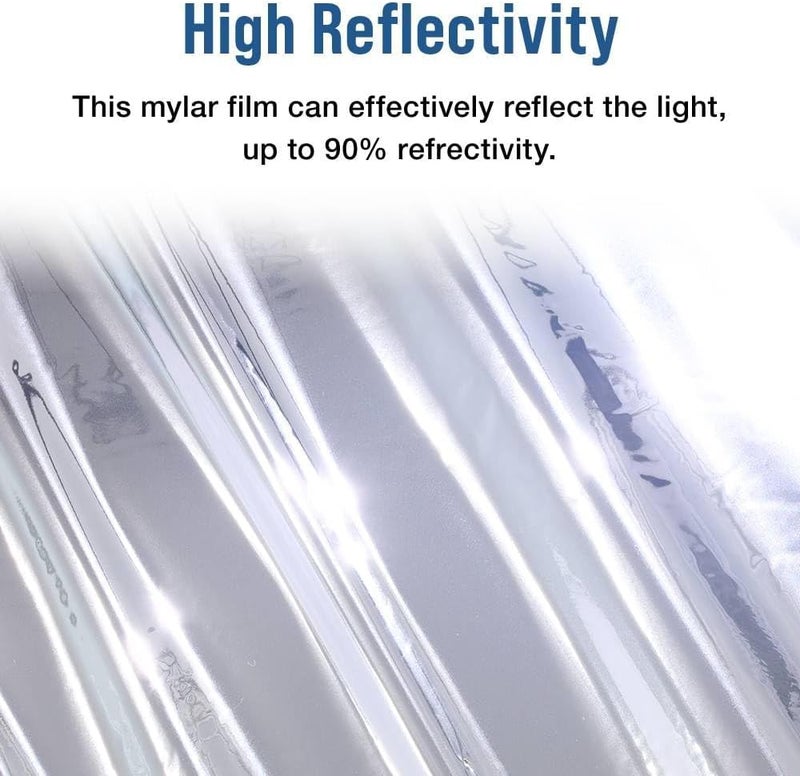 Japard 4 x 328 Ft Highly Reflective Film Roll for Outdoor Indoor Plant Grow Tent Warm House Greenhouse Room Silver - Image 3